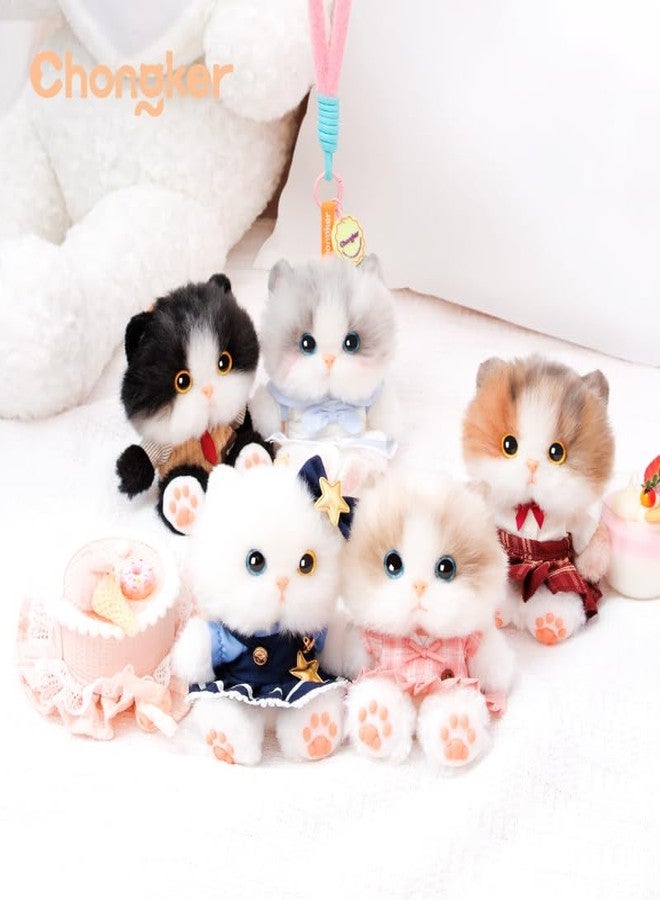 Chongker Plush Keychain, 4.7" Inch Cute Stuffed Animal Keychain, Cat Plush Purse Charm Pendant Gift for Women Bag Pet Lovers (Silver-Gray Cat) - Image 2